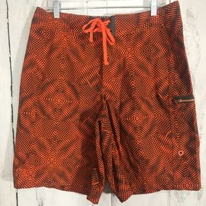 Under Armor Board / Swim Shorts Sz 34 Orange/Black